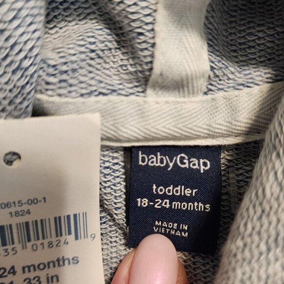 Baby Gap sz 18-24 m cropped hooded denim jacket full zip pockets - Picture 5 of 9